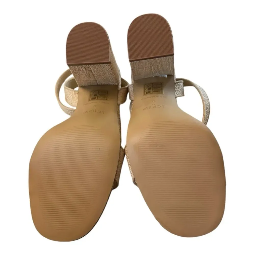 NEW J. Crew Women's Raffia Block Heel Natural Sandals 9.5